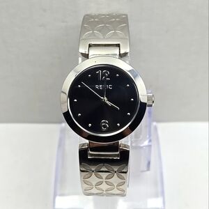 Womens Relic Watch ZR34096 Black Dial Silver Tone Geometric Band New Battery